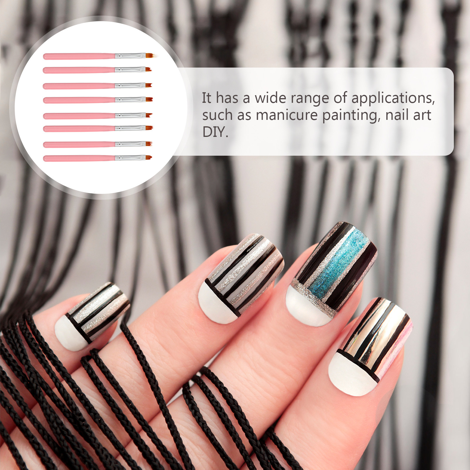 8Pcs Nail Art Brush Set Large  - Nail Art Brush Set reseña y precio