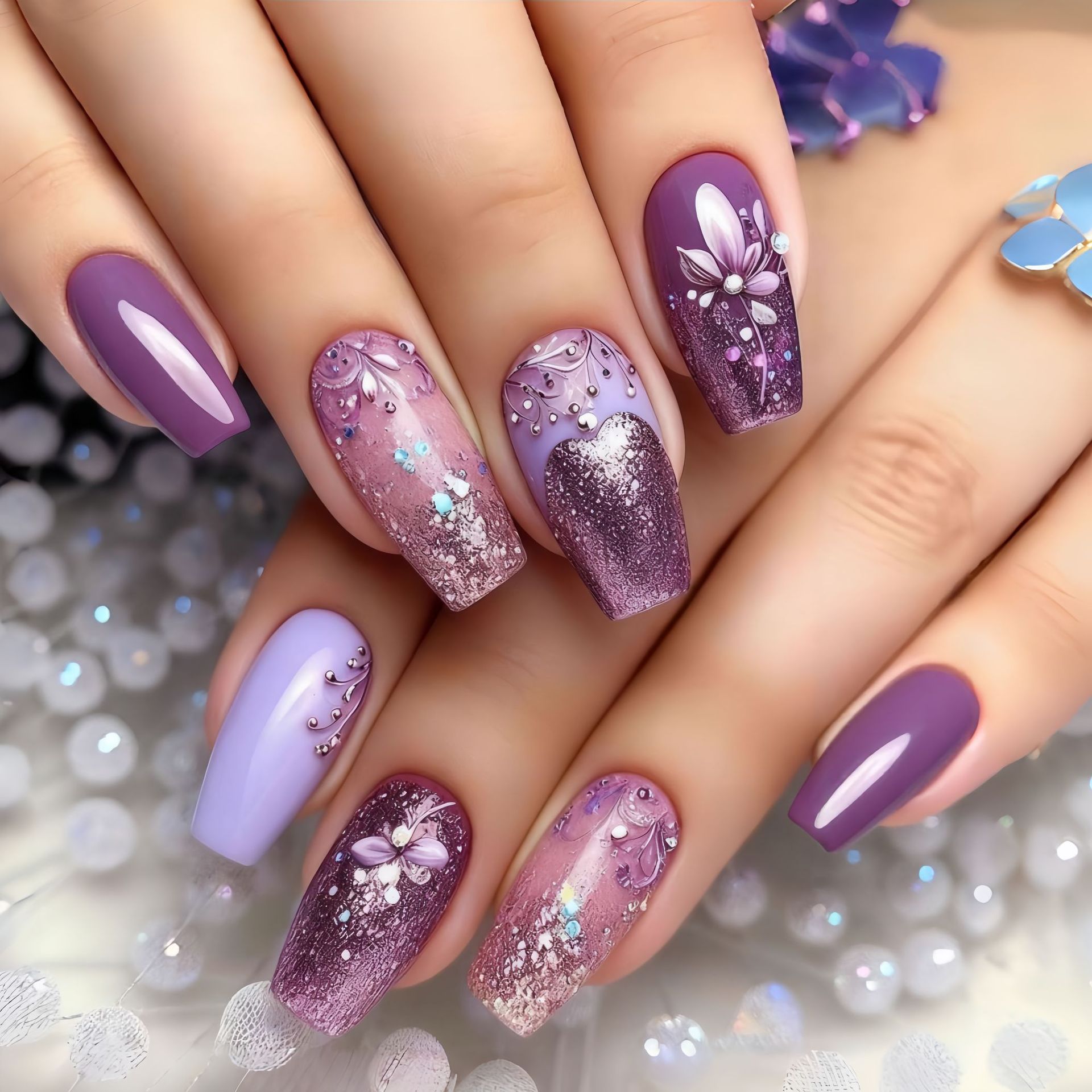 Medium long fake nails gradien - Nail Art Press On reseña y precio