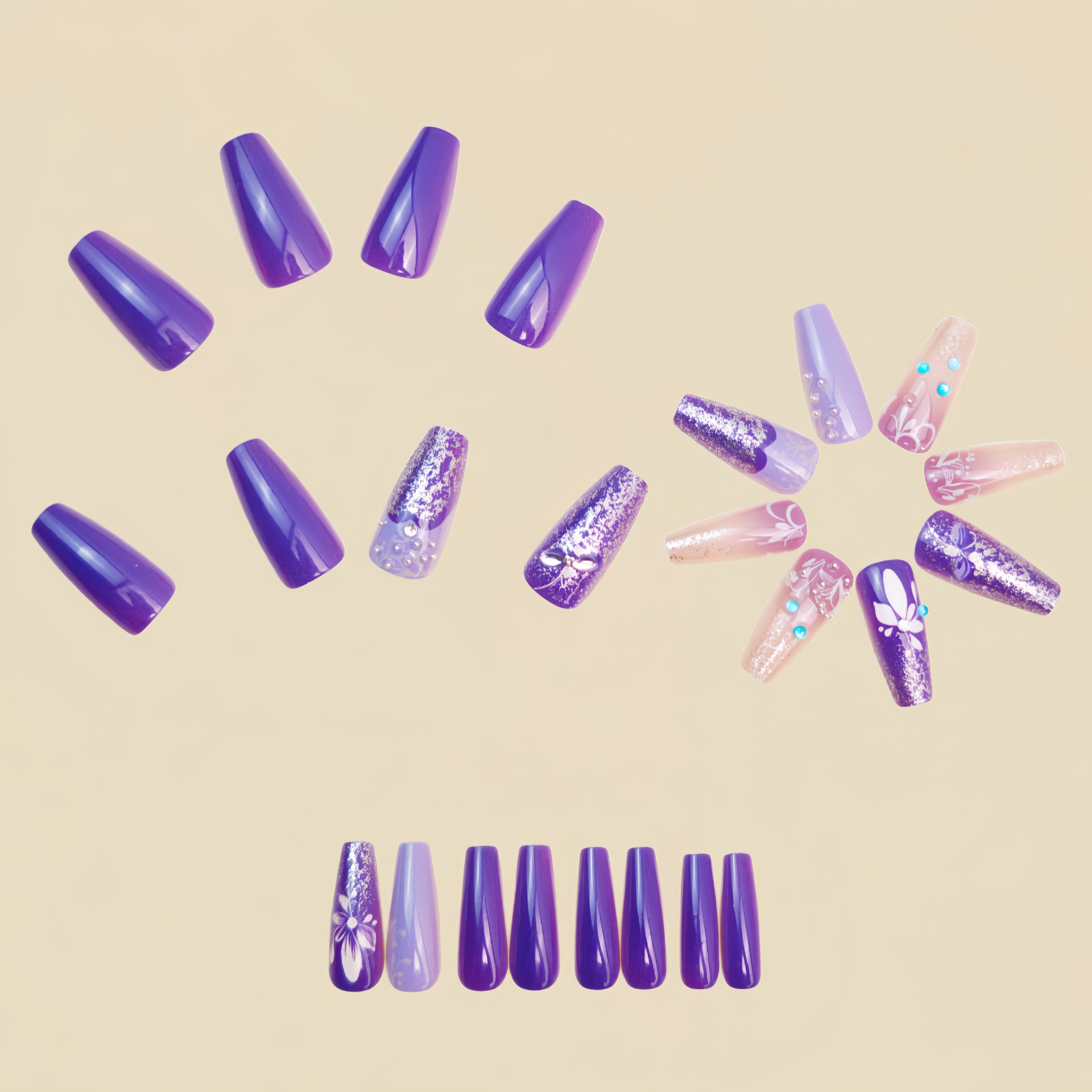 Medium long fake nails gradien - Nail Art Press On reseña y precio