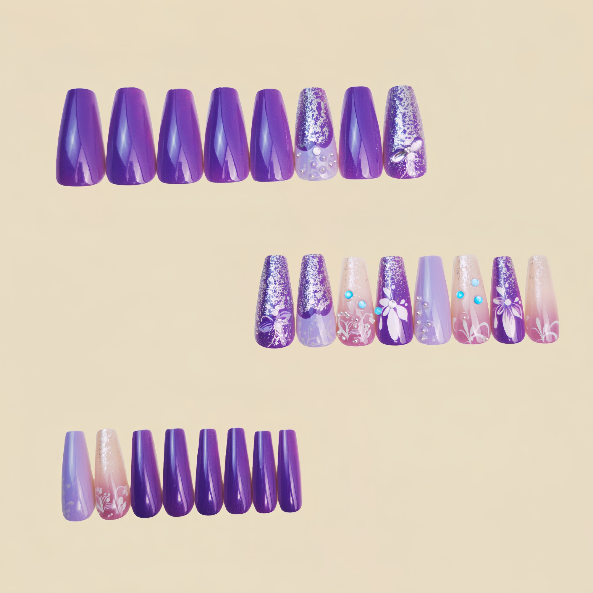 Medium long fake nails gradien - Nail Art Press On reseña y precio