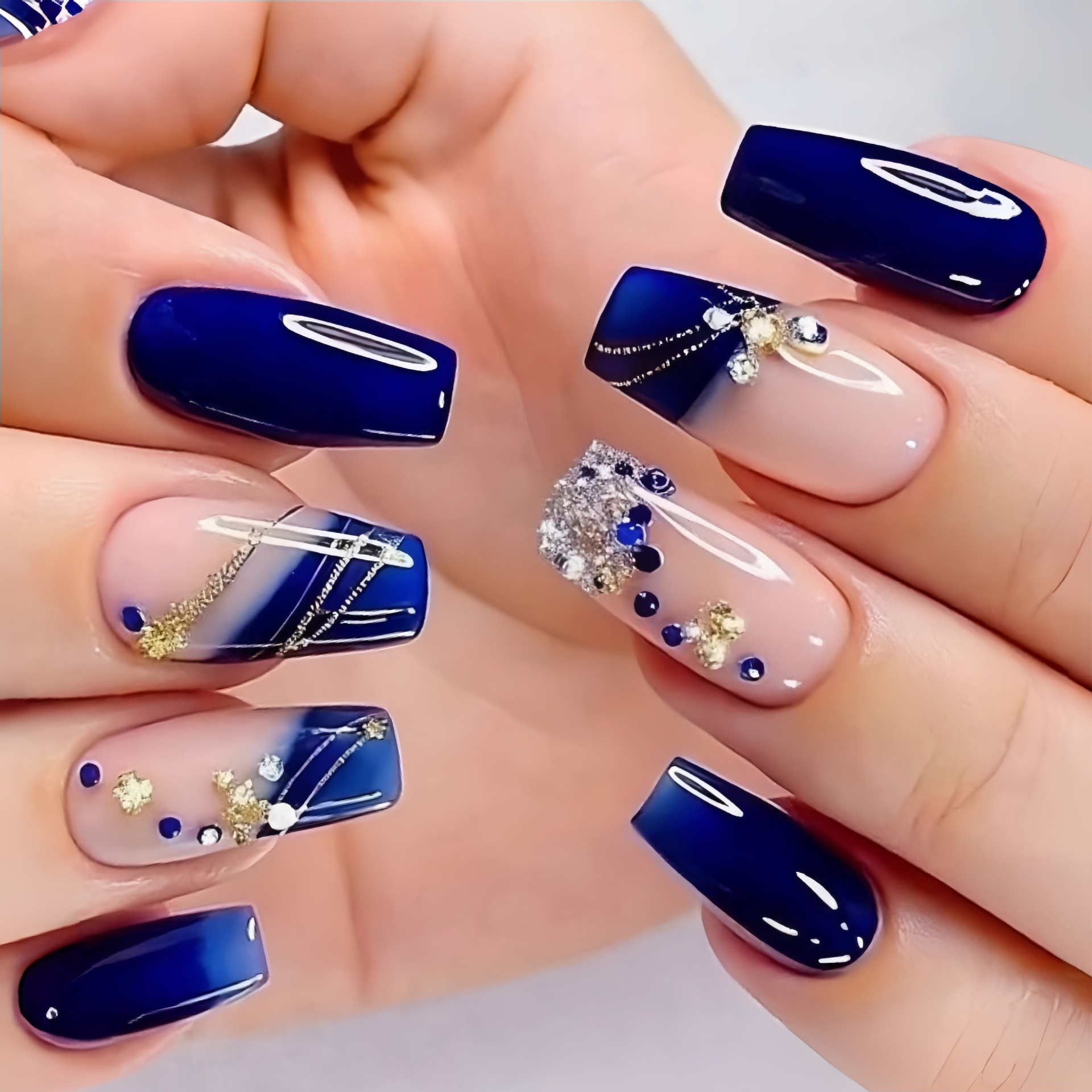 Medium long fake nails gradien - Nail Art Press On reseña y precio