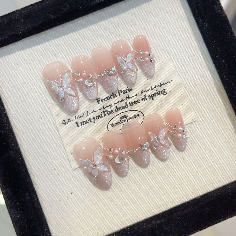 10Pcs Handmade Press on Nails  - Nail Art Fake Nails reseña y precio