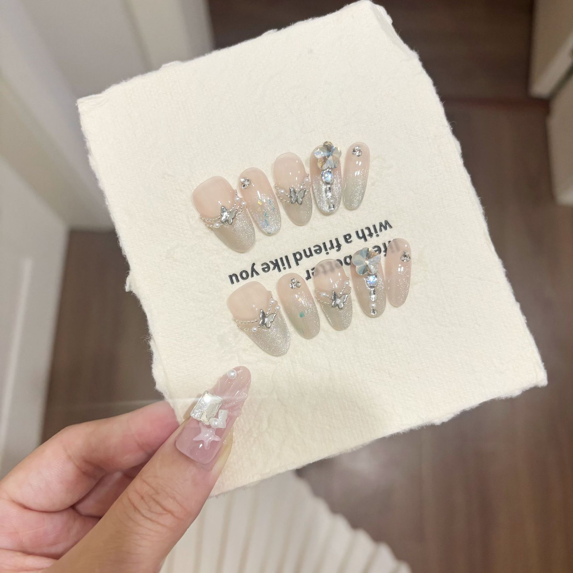 10Pcs Handmade Press on Nails  - Nail Art Fake Nails reseña y precio