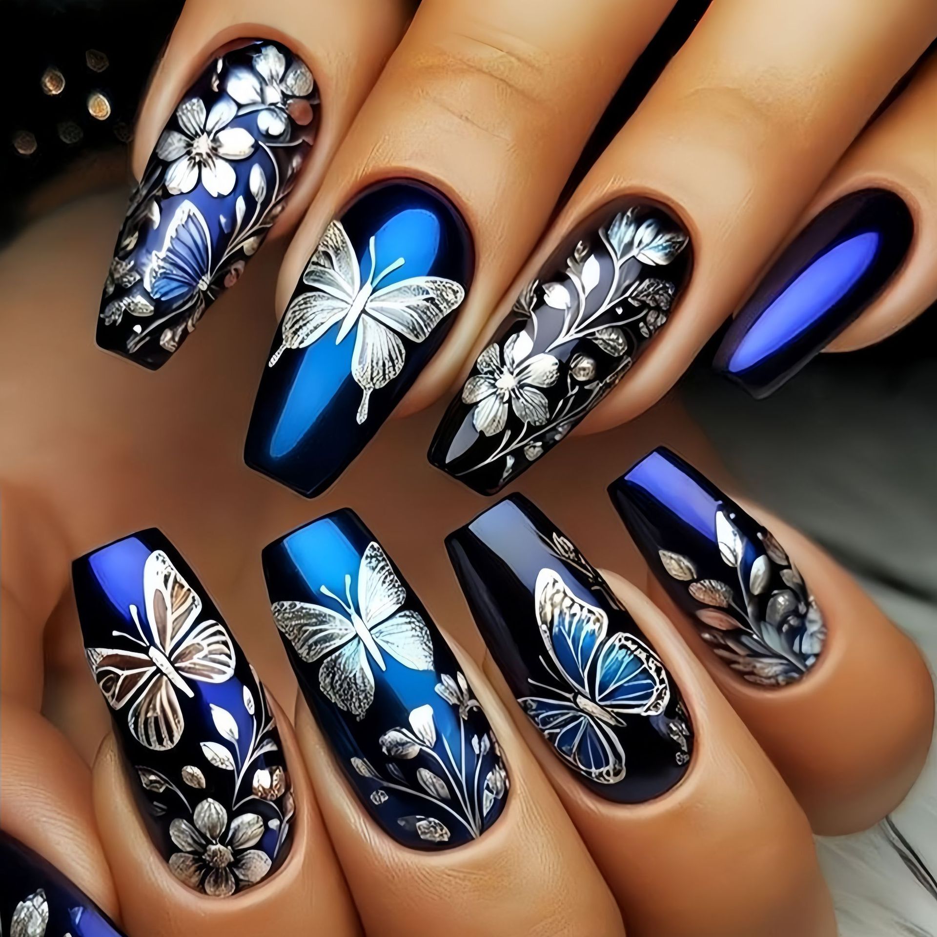Medium long fake nails for wom - Nail Art Press On reseña y precio