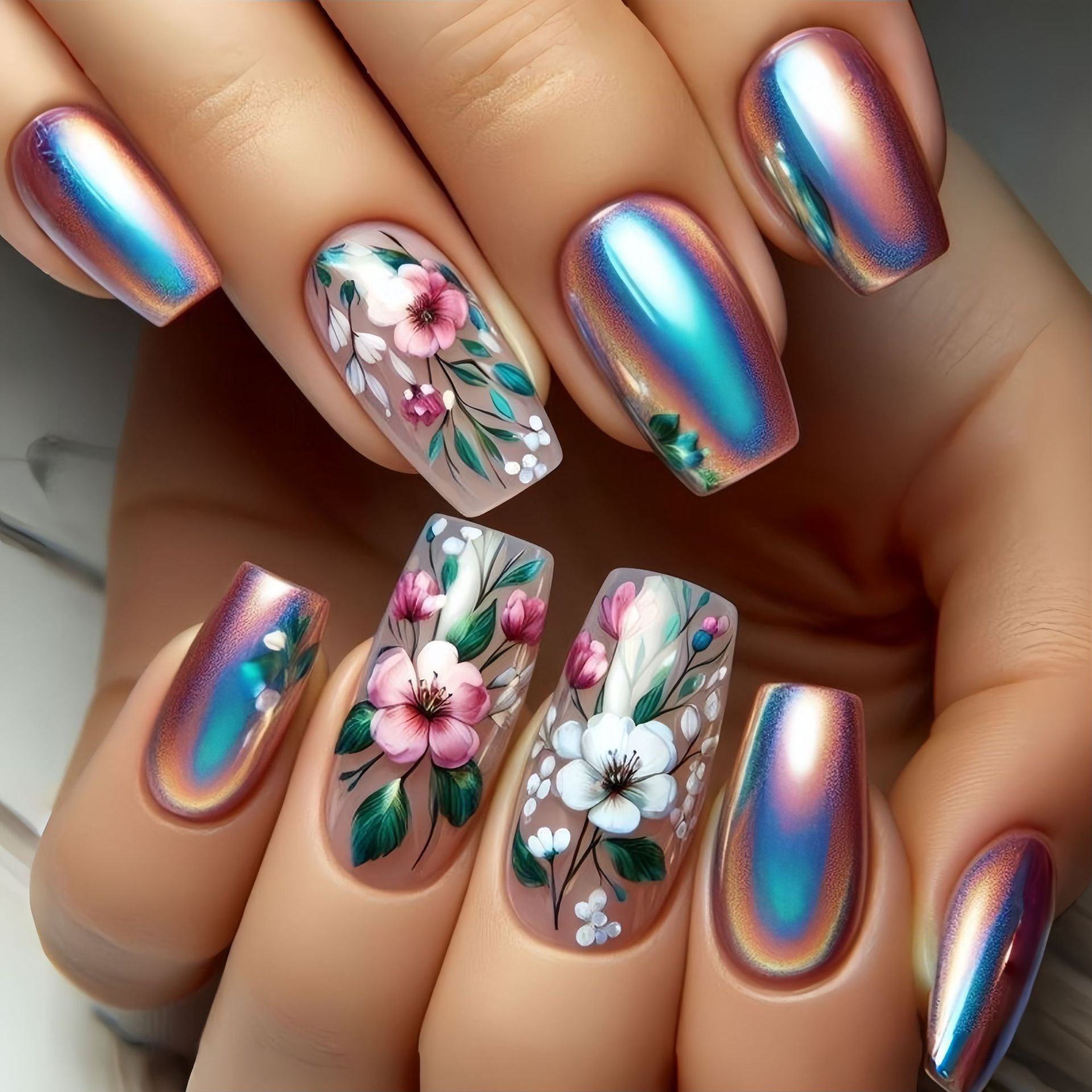 Medium long fake nails for wom - Nail Art Press On reseña y precio