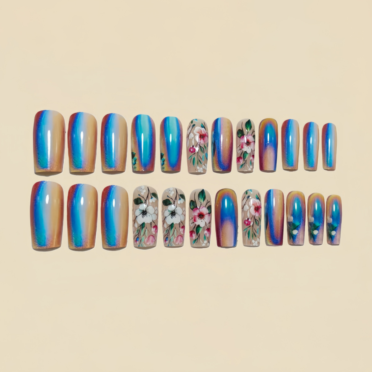 Medium long fake nails for wom - Nail Art Press On reseña y precio