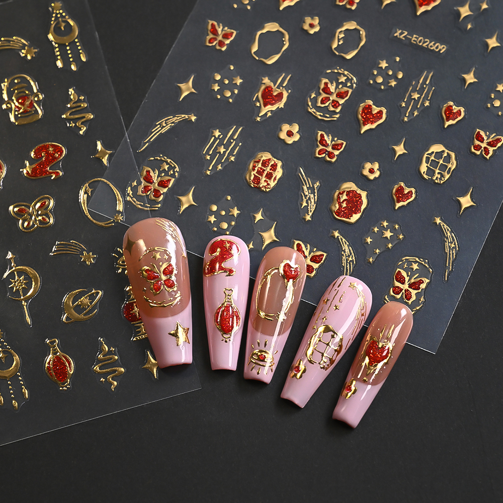 12pcs Bronzing Red Heart Valen - Nail Art Valentine reseña y precio