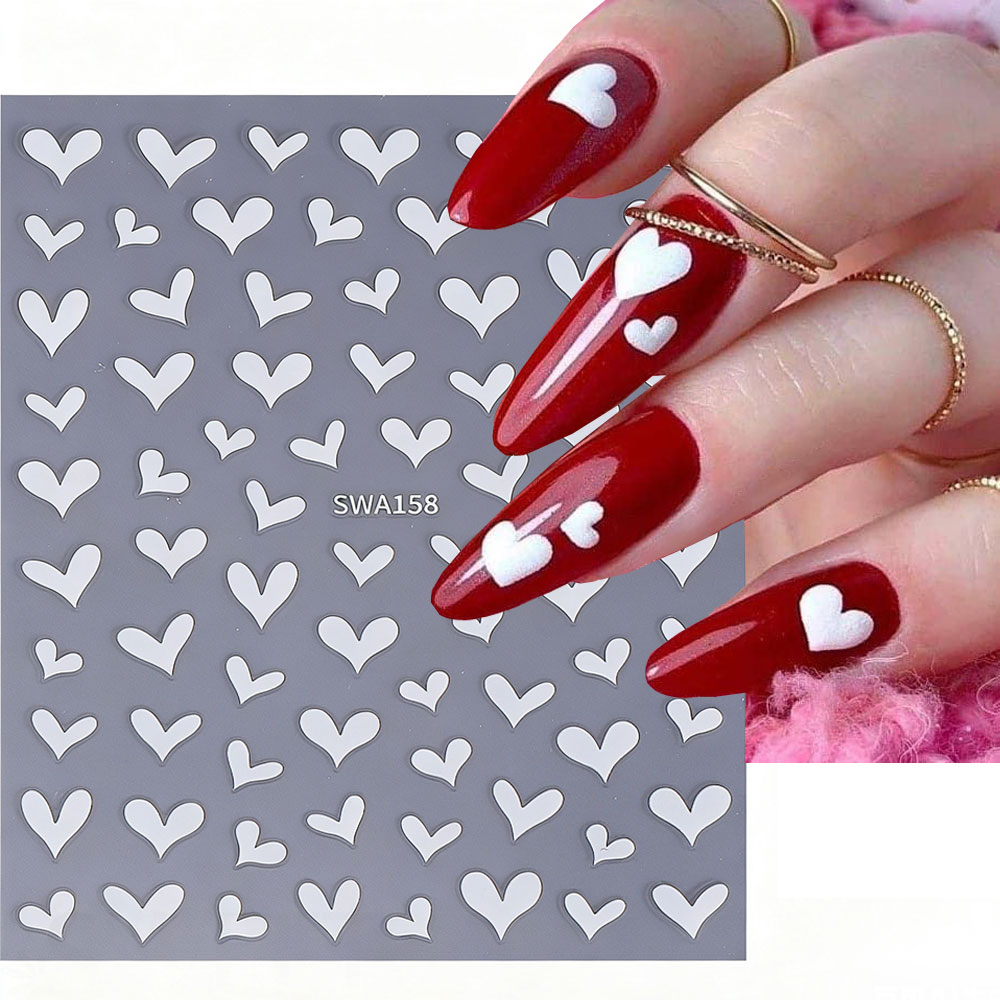 3D White Heart Valentine's Day - Nail Art Valentine reseña y precio