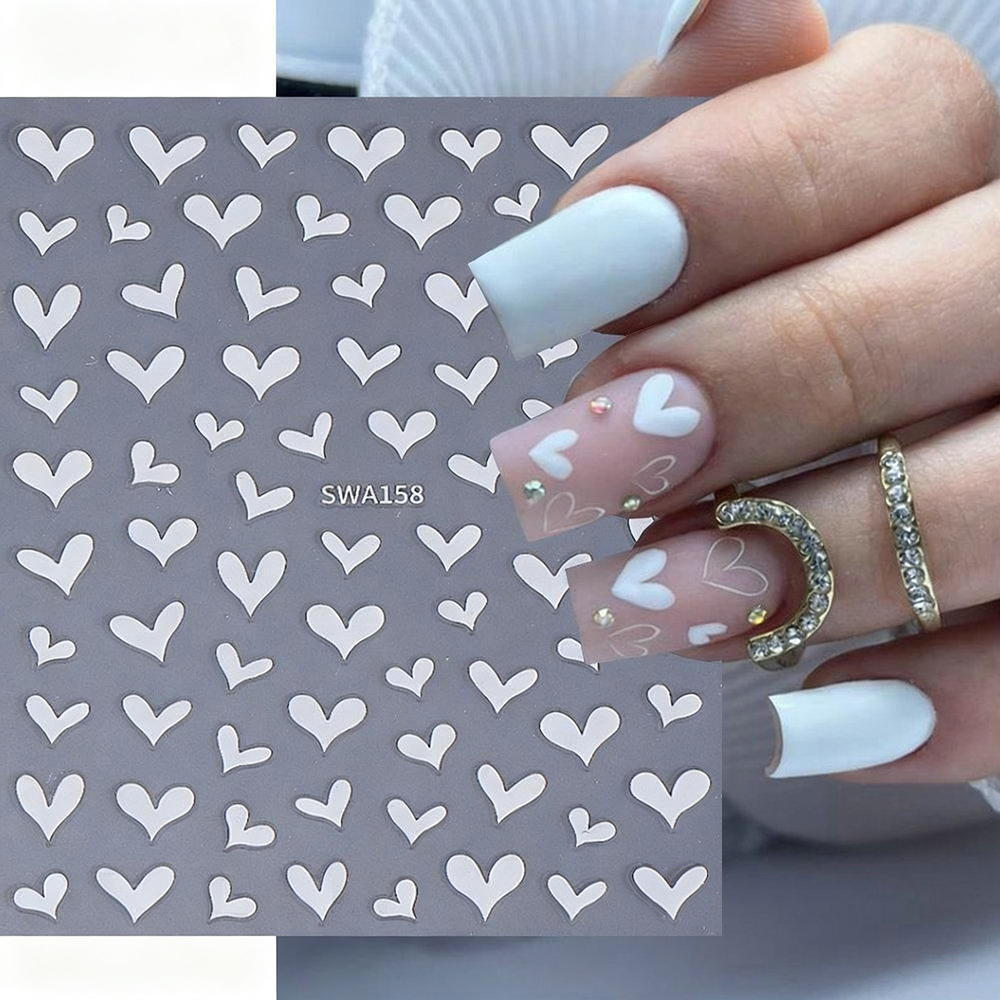 3D White Heart Valentine's Day - Nail Art Valentine reseña y precio