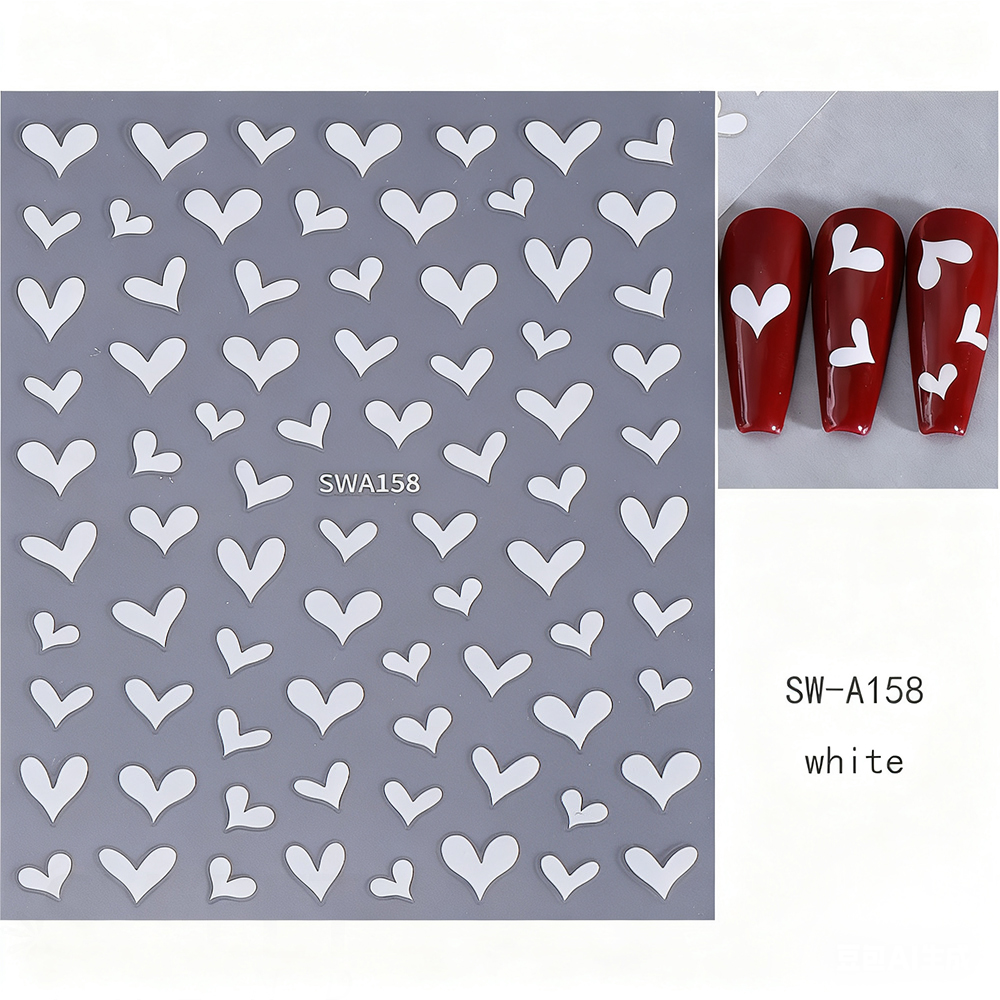 3D White Heart Valentine's Day - Nail Art Valentine reseña y precio