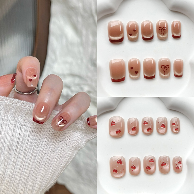 10Pcs French Style Cute Sweeth - Nail Art Press On reseña y precio