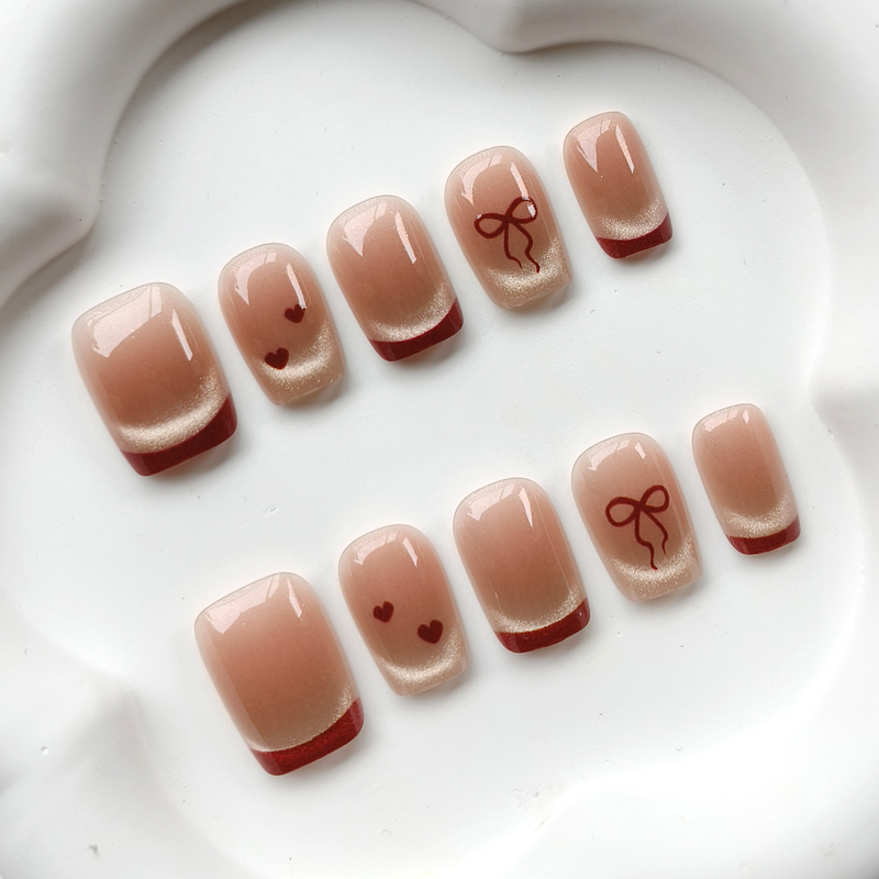 10Pcs French Style Cute Sweeth - Nail Art Press On reseña y precio