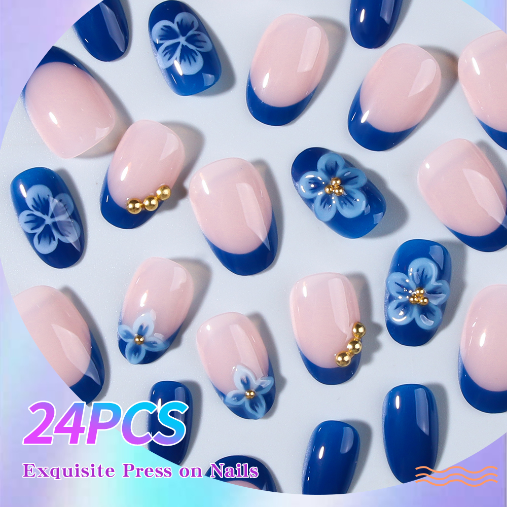 24pcs Short Oval 3D Gel Nail S - Nail Art Fake Nails reseña y precio