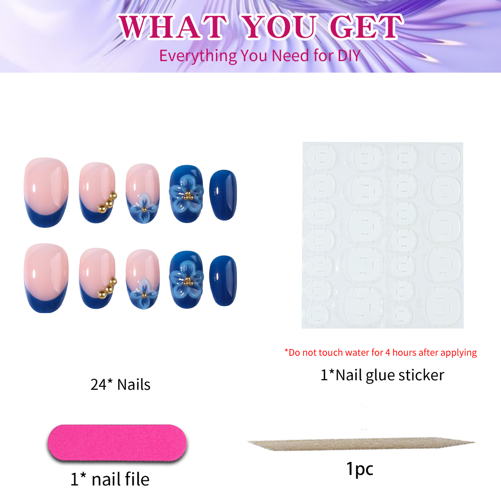 24pcs Short Oval 3D Gel Nail S - Nail Art Fake Nails reseña y precio