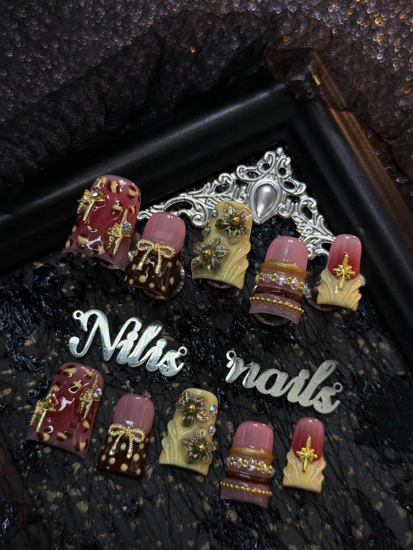 10pcs Handmade Full Coverage S - Nail Art Burgundy reseña y precio