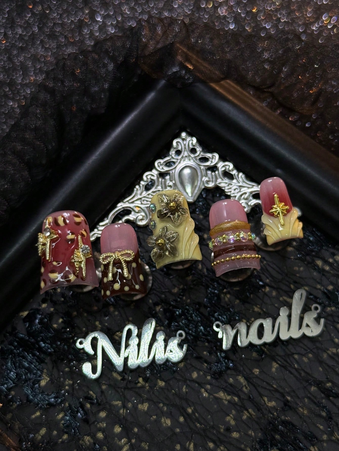 10pcs Handmade Full Coverage S - Nail Art Burgundy reseña y precio