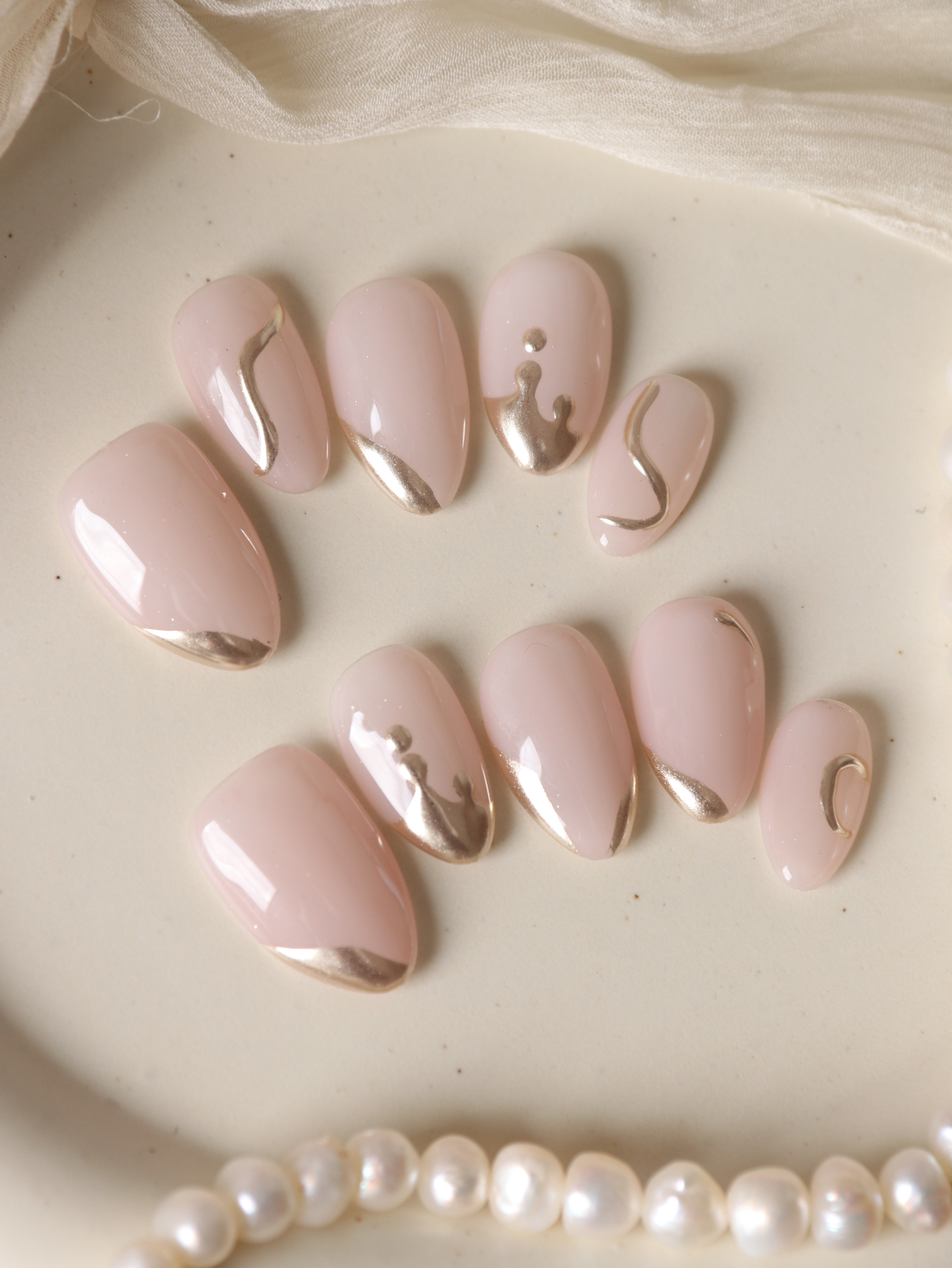 10Pcs Press on Nails Short Gol - Nail Adhesive Tab reseña y precio