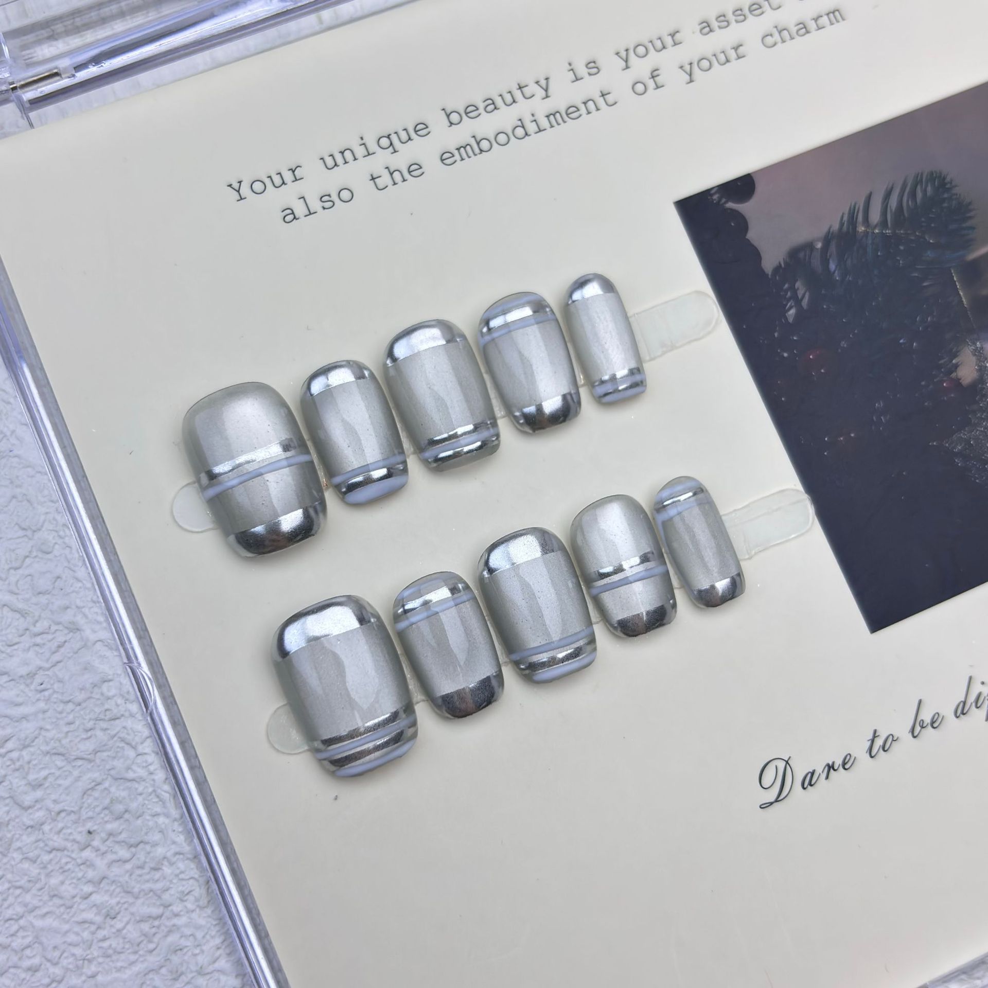 10pcs Aurora Chrome Press on N - Nail Art Glossy reseña y precio