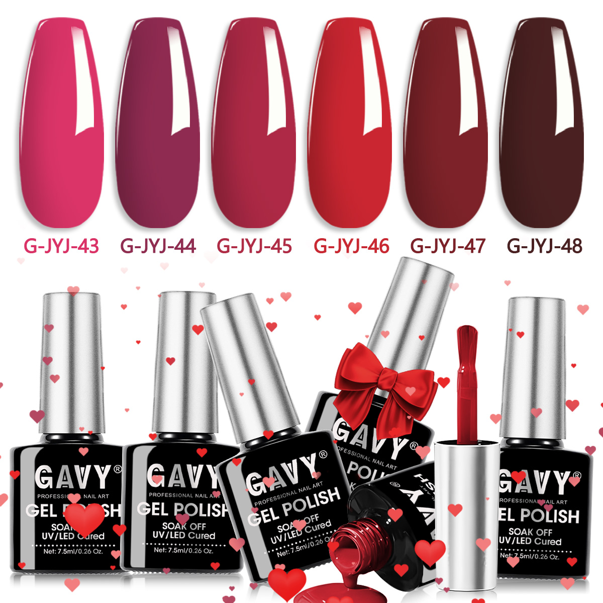 6PCS/Set Classic Red Tones Gel - Nail Art Burgundy reseña y precio