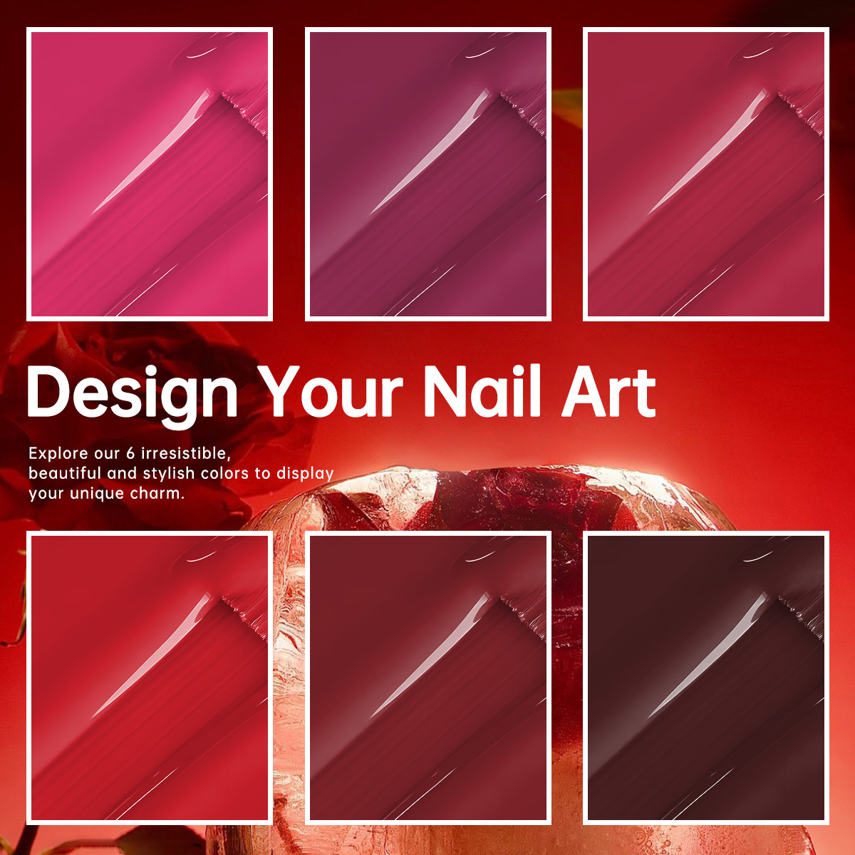 6PCS/Set Classic Red Tones Gel - Nail Art Burgundy reseña y precio