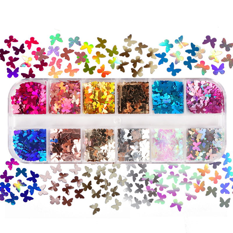 Mix Color Fluorescent Butterfl - Nail Art Glossy reseña y precio