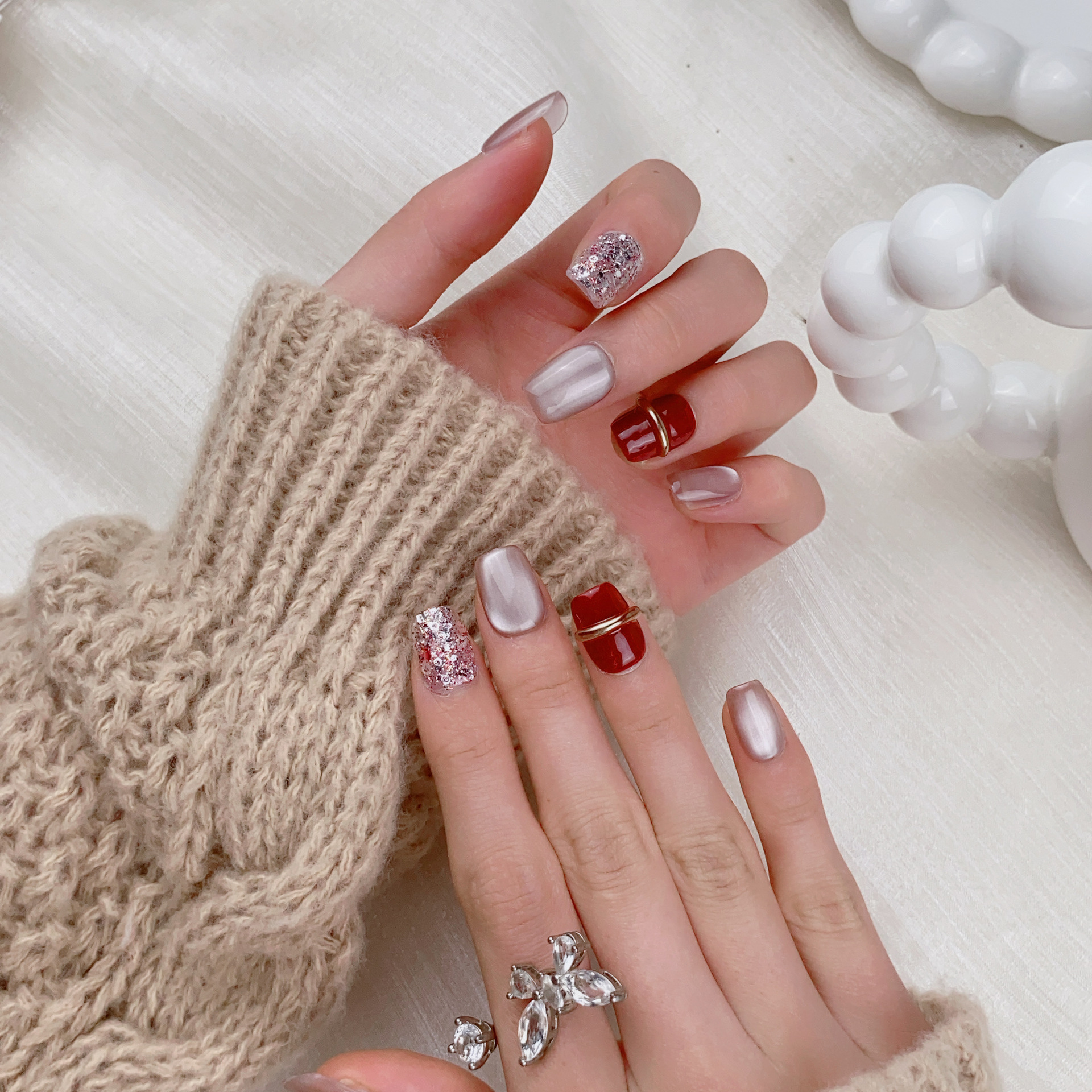 10PCS Light Luxury Short Squar - Nail Art Glossy reseña y precio