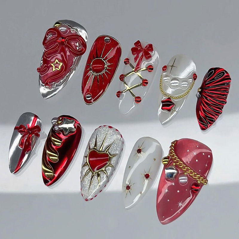 24PCS Burgundy Press on Nails  - Nail Art Burgundy reseña y precio