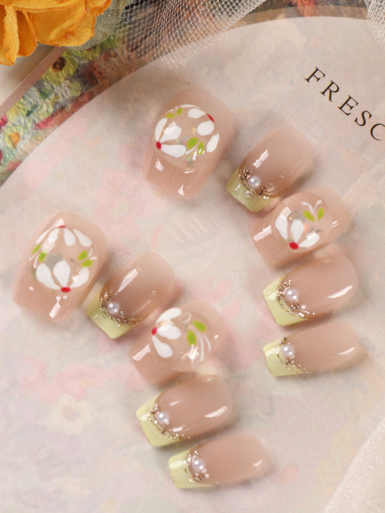 10Pcs Press on Nails Short Gre - Nail Adhesive Tab reseña y precio