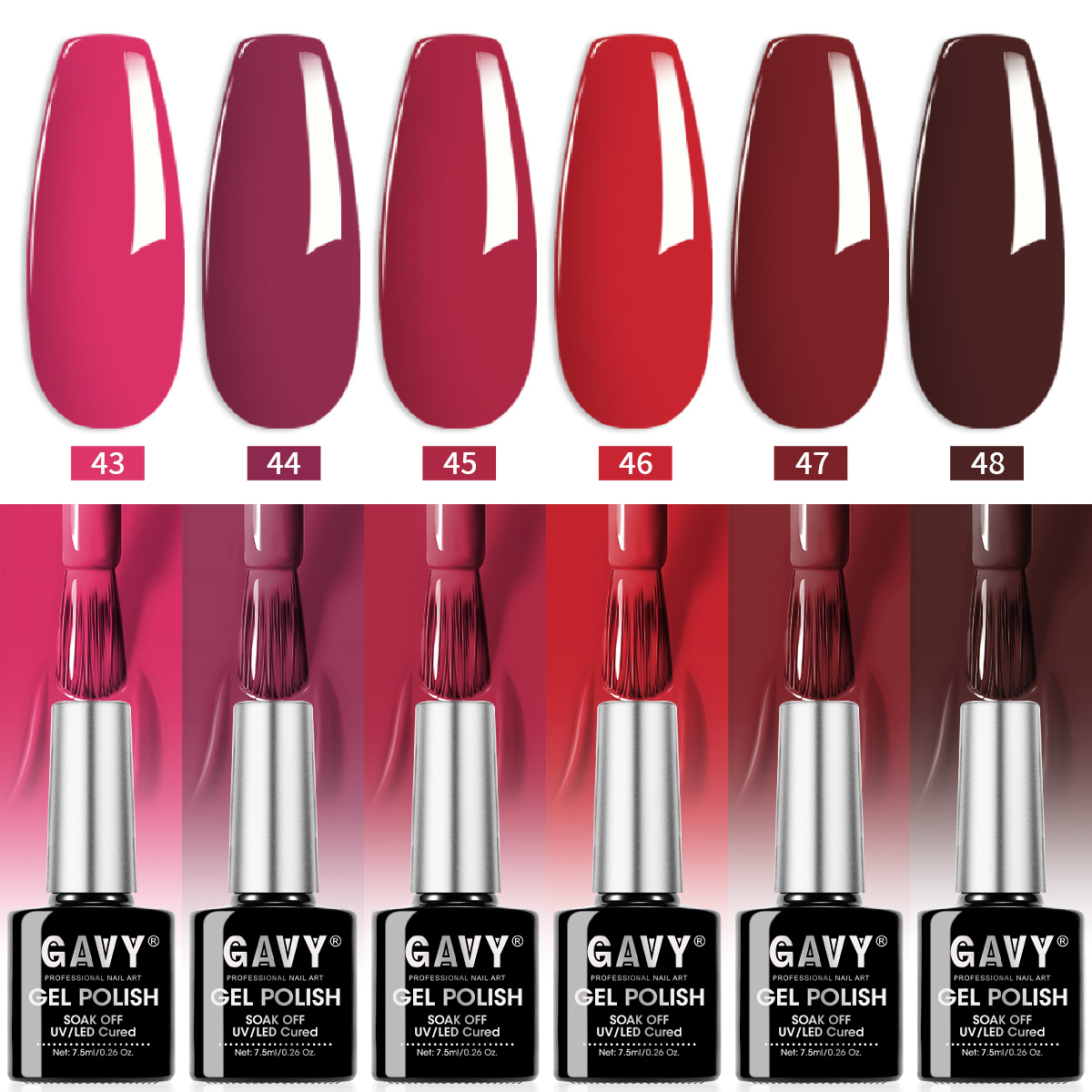 GAVY 6PCS Red Tone Gel Nail Po - Nail Art Burgundy reseña y precio