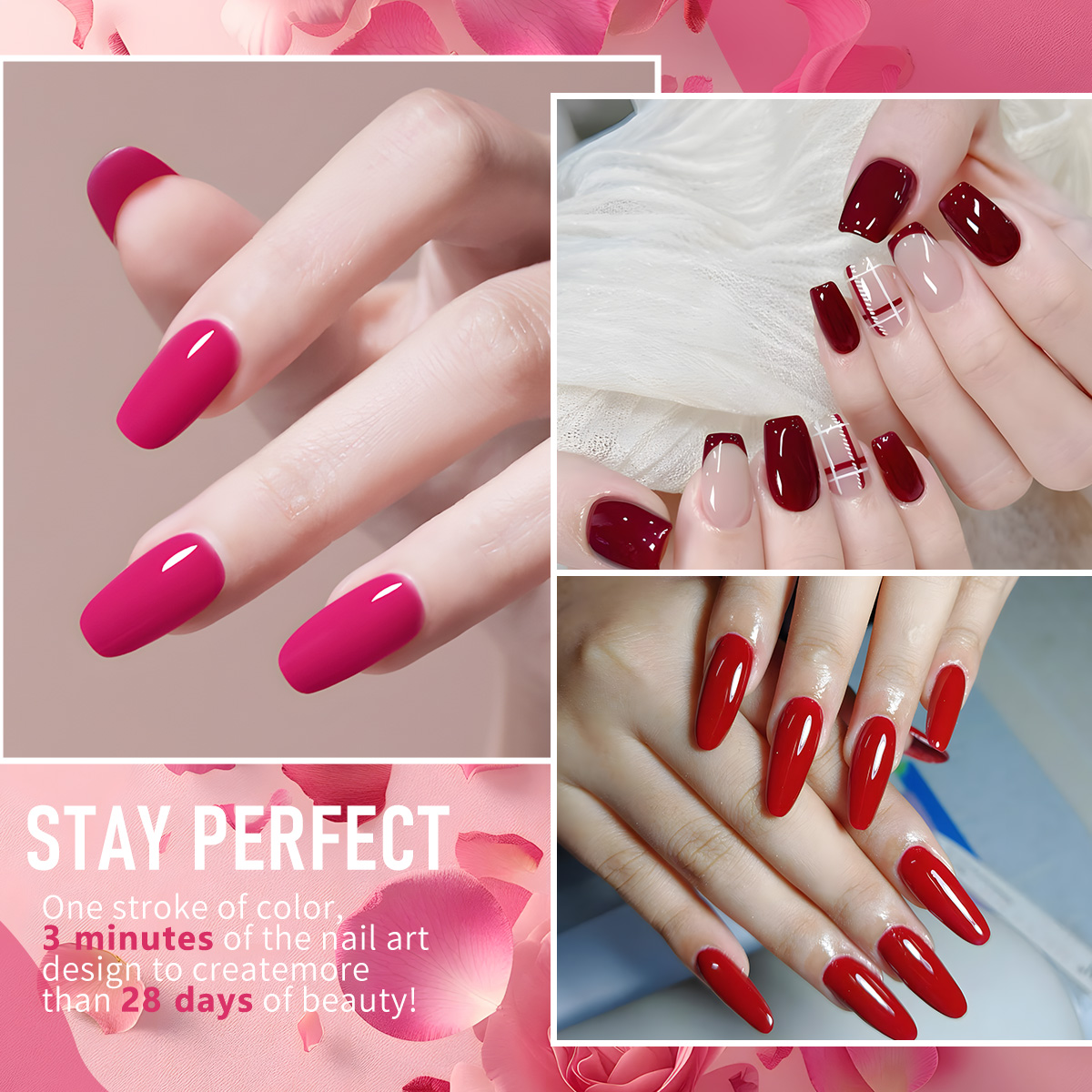 GAVY 6PCS Red Tone Gel Nail Po - Nail Art Burgundy reseña y precio
