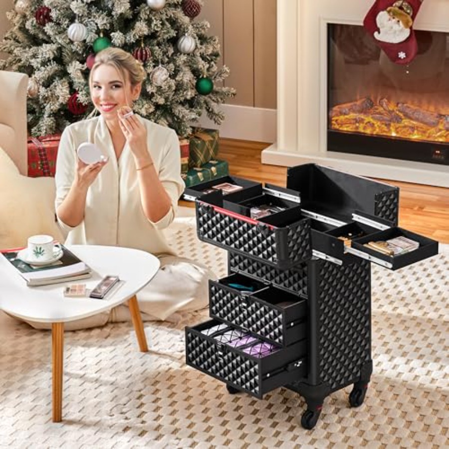 Rolling Makeup Train Case with - Nail Art Nail Art reseña y precio