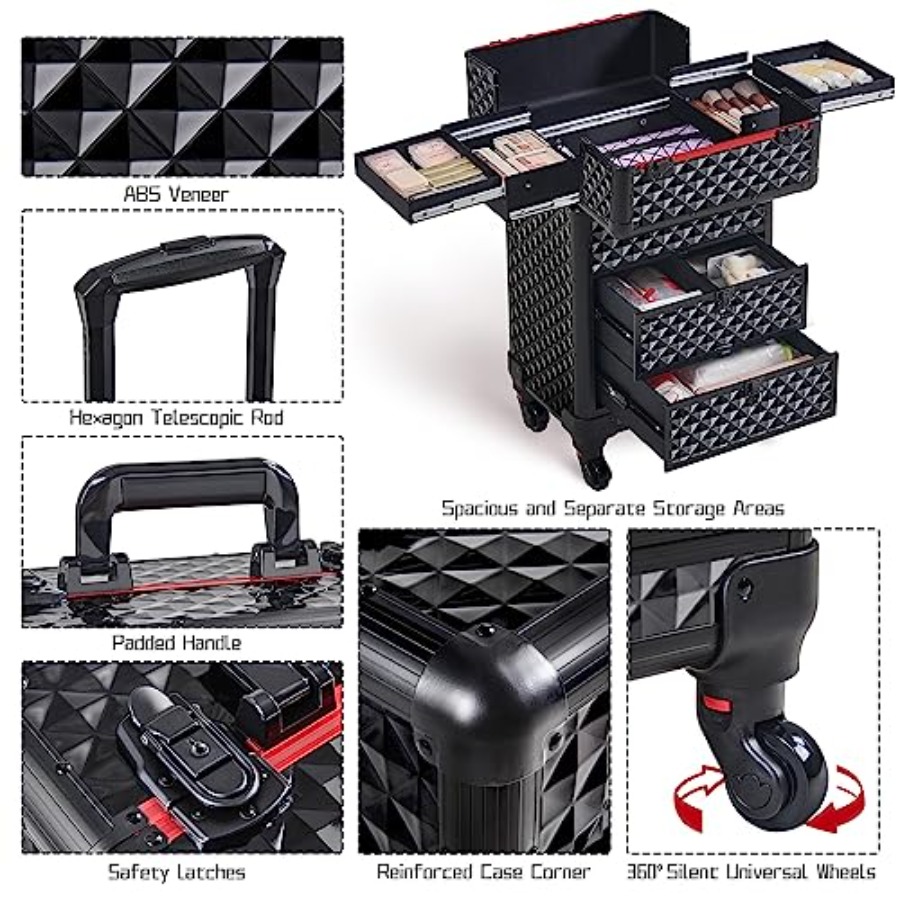 Rolling Makeup Train Case with - Nail Art Nail Art reseña y precio