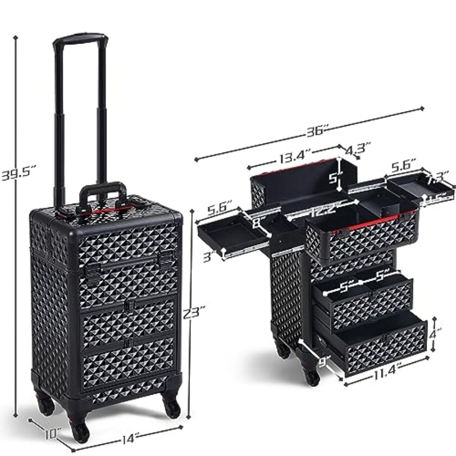 Rolling Makeup Train Case with - Nail Art Nail Art reseña y precio