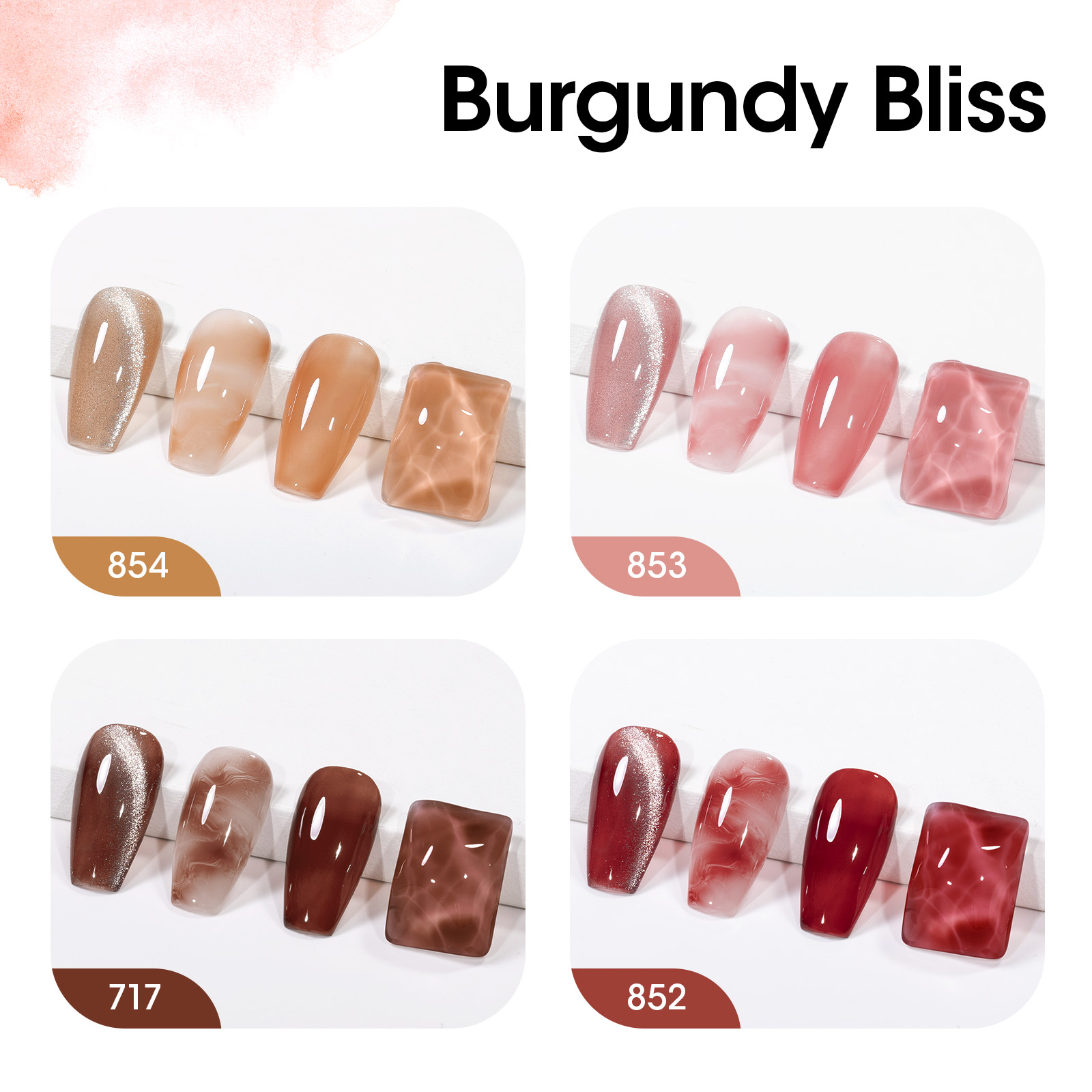 Jelly Gel Nail Polish Set 4 Co - Nail Art Burgundy reseña y precio