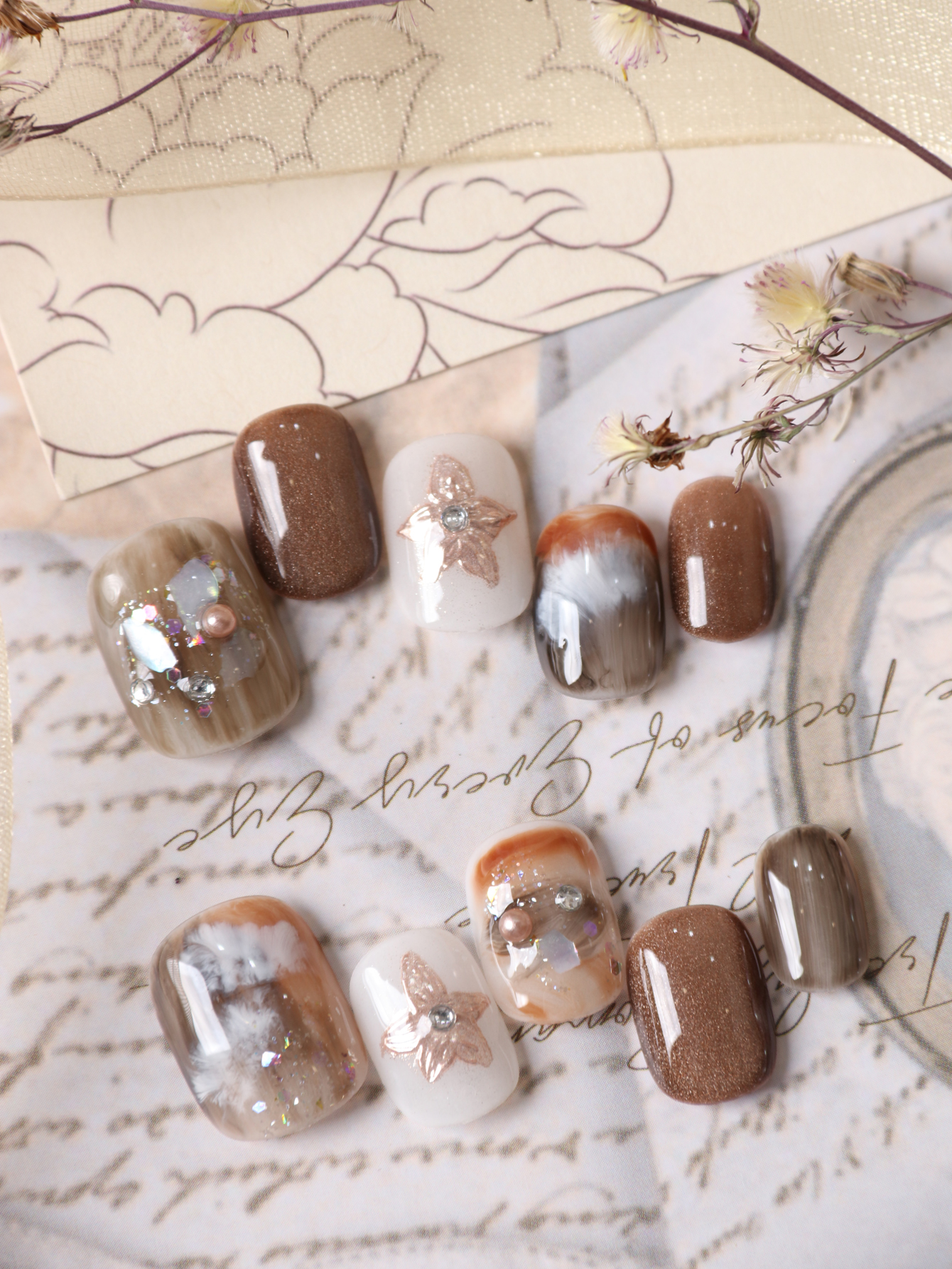 10Pcs Press on Nails Short Bro - Nail Adhesive Tab reseña y precio