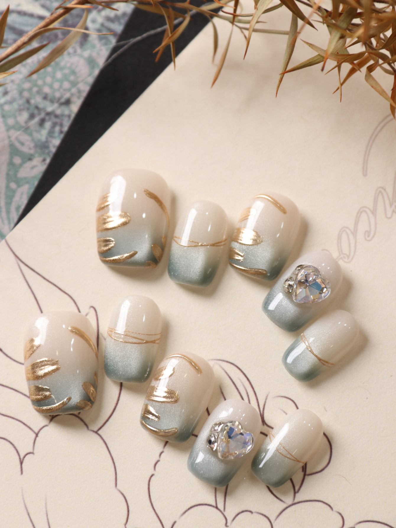 10Pcs Press on Nails Short Blu - Nail Adhesive Tab reseña y precio