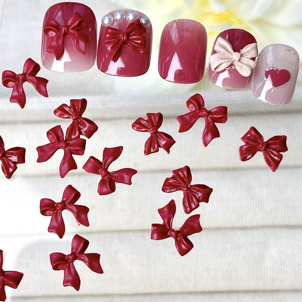 50PCS Burgundy 3D Acrylic Bow  - Nail Art Burgundy reseña y precio