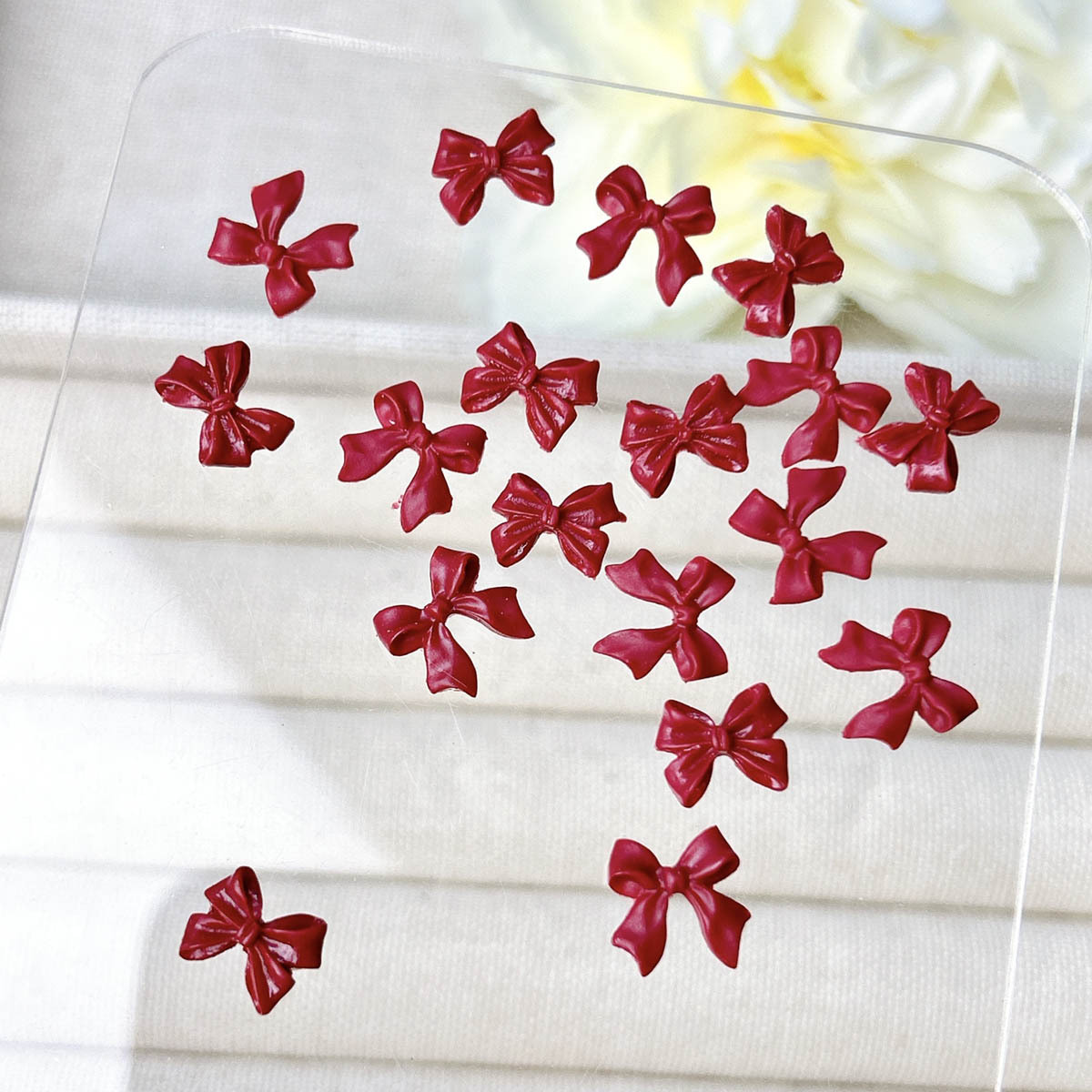 50PCS Burgundy 3D Acrylic Bow  - Nail Art Burgundy reseña y precio
