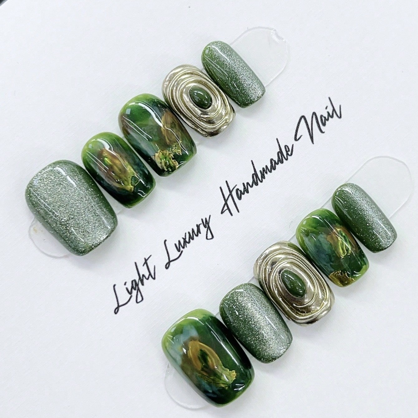 10pcs pure hand pressed short  - Nail Art Fake Nails reseña y precio