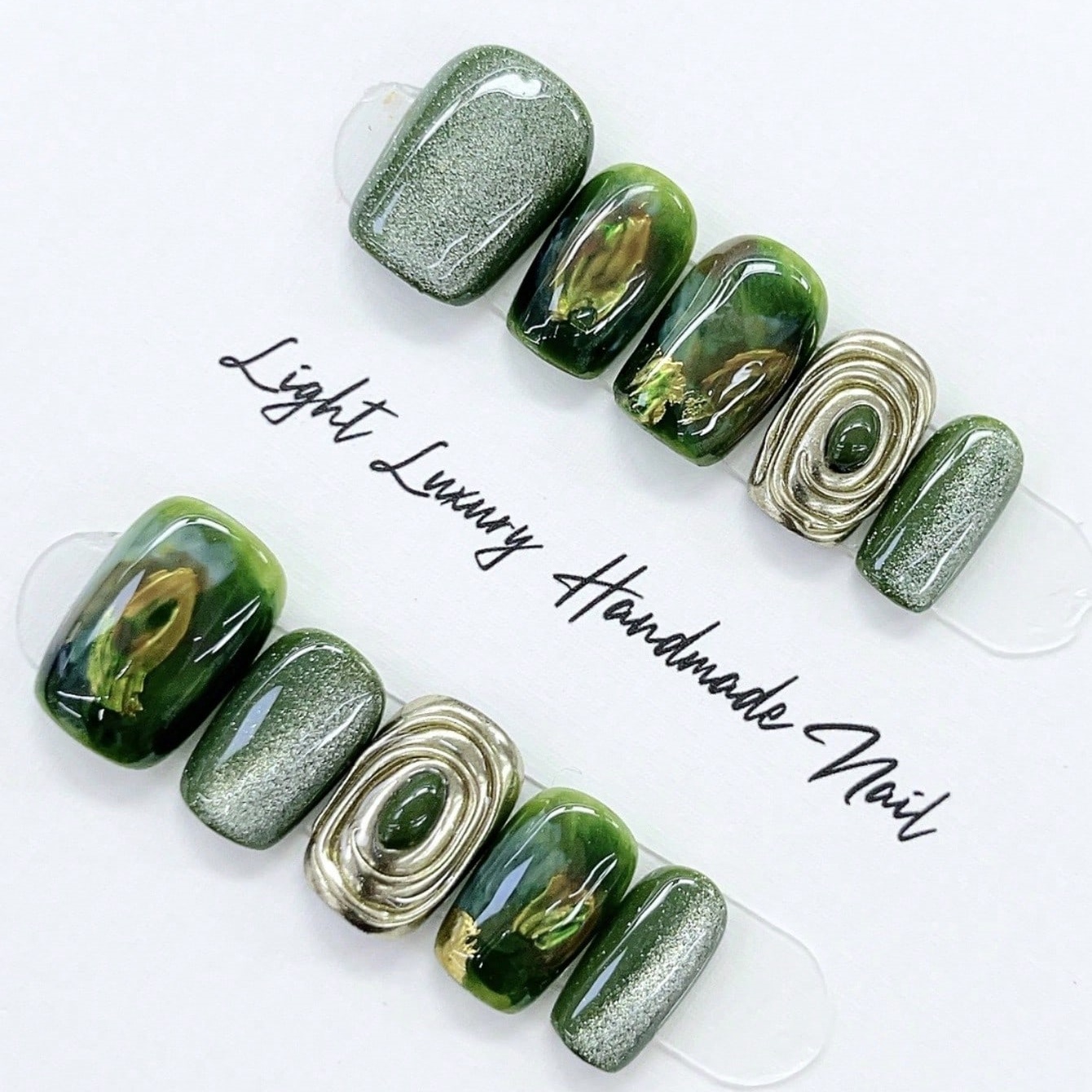 10pcs pure hand pressed short  - Nail Art Fake Nails reseña y precio