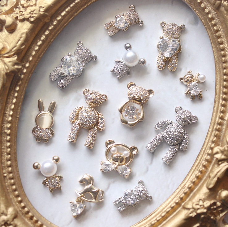 10pcs Heart Bear Rabbit Pendan - Nail Art Valentine reseña y precio