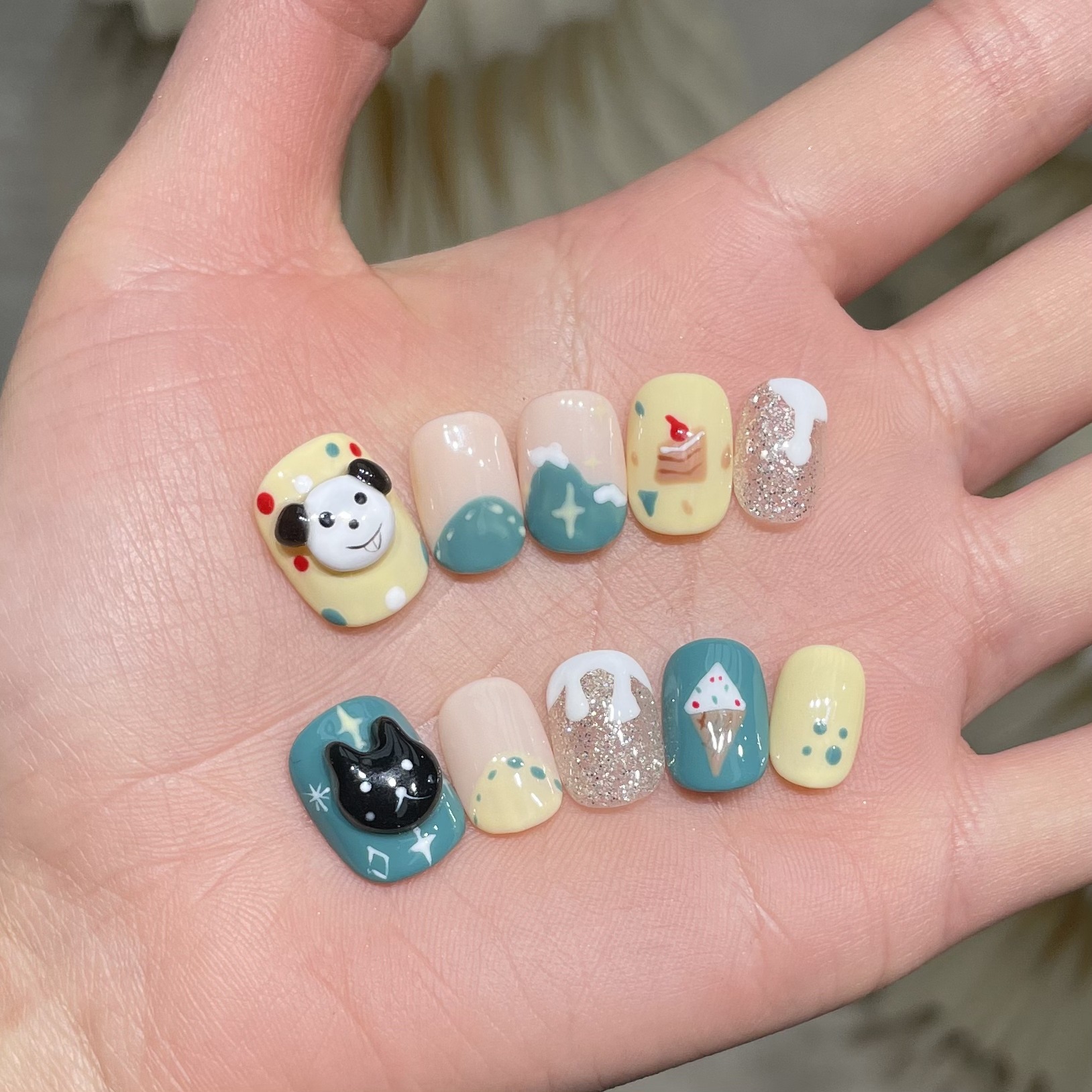 10Pcs Handmade Press On Nails  - Nail Adhesive Tab reseña y precio