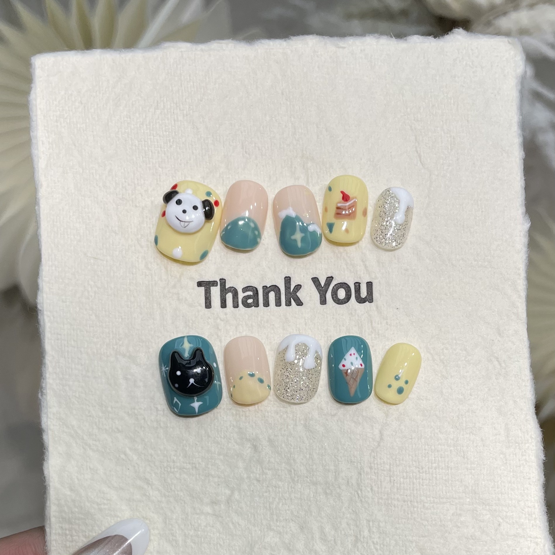 10Pcs Handmade Press On Nails  - Nail Adhesive Tab reseña y precio