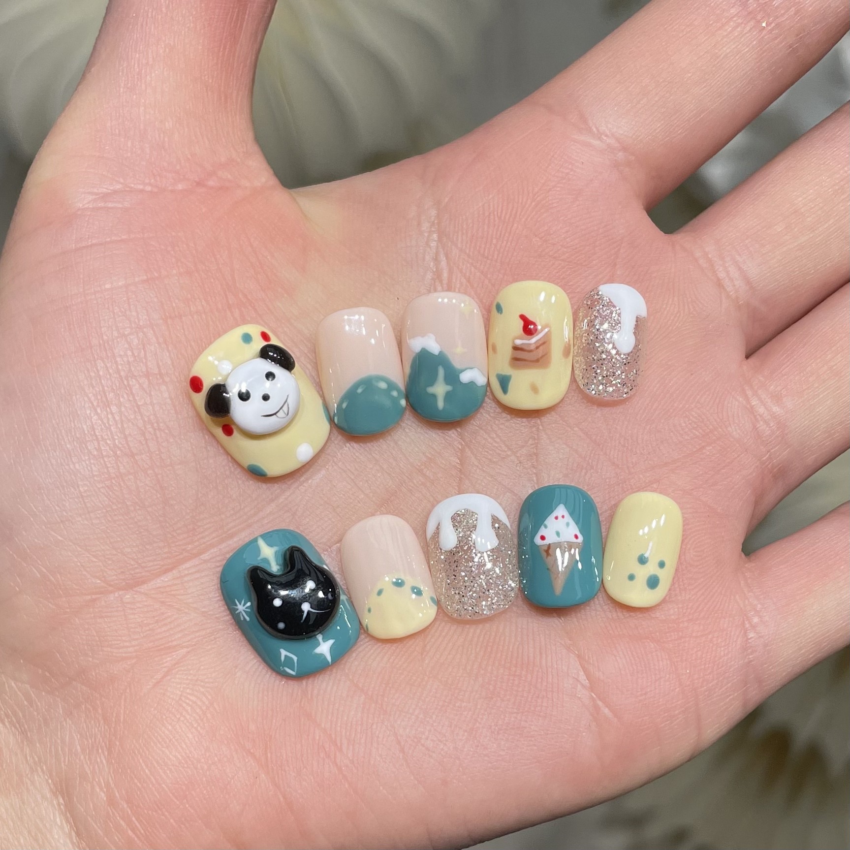 10Pcs Handmade Press On Nails  - Nail Adhesive Tab reseña y precio